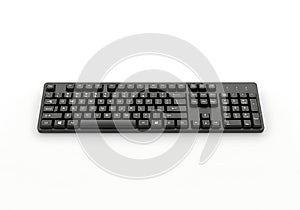 Black computer keyboard with numeric keypad on a white background {Ai generated