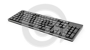 Black Computer Keyboard with Numeric Keypad on White Background technology input device