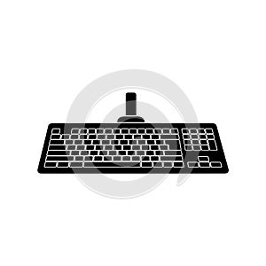 Black computer keyboard silhouette isolated on white background
