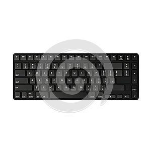 Dark Computer Keyboard Top View on Transparent Background
