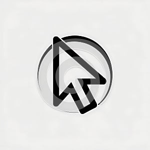 Black computer mouse cursor arrow inside circle computer cursor
