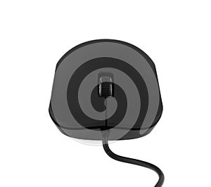 Black computer mouse isolated on white background