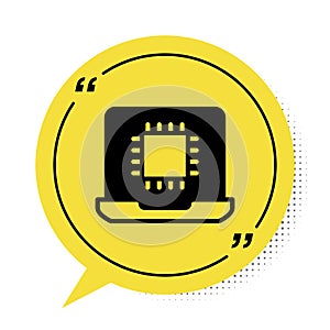 Black Computer processor with microcircuits CPU icon isolated on white background. Chip or cpu with circuit board. Micro