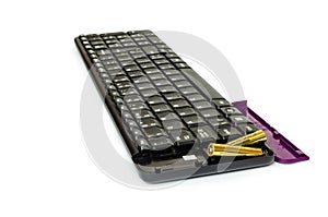 Black computer querty keyboard isolated over white background