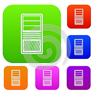 Black computer system unit set collection