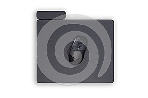 Wireless optical mouse on mousepad.