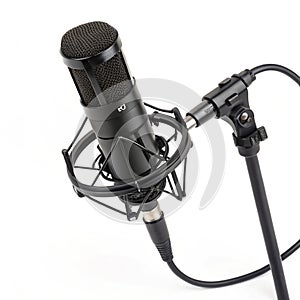 Black Condenser Microphone isolated on white background