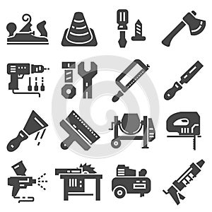 Black Construction tools icon set