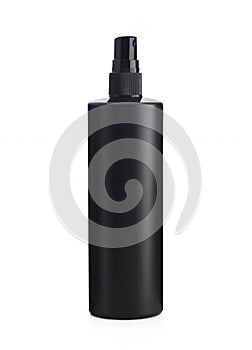 Black container spray bottle isolated on a white background