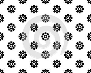 Black contour gears seamless vector texture background, seamless pattern . Gear icon isolated on white