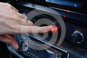 Black control panel in a Russian car