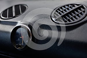 Black control panel in a Russian car