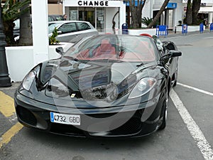 Black convertible Ferrari