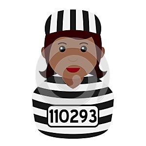 Black Convict Woman Avatar Flat Icon