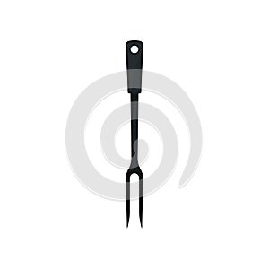 Black cook fork on a white background.