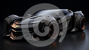 Black cool sports car on dark background