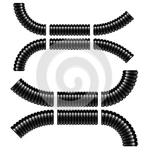 Black corrugated flexible tubes