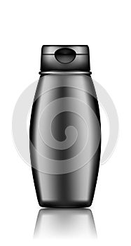 Black cosmetic bottle mockup isolated from background: shower gel, shampoo, lotion, cream, cleaner