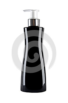 Black cosmetics bottle