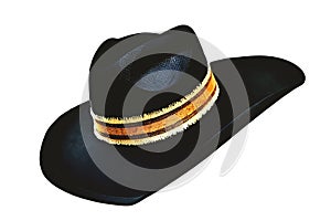 black cowboy hat isolated on white