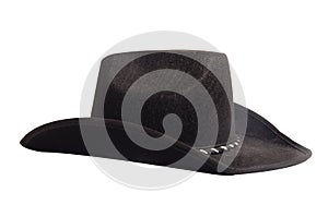 Black cowboy hat isolated on white background