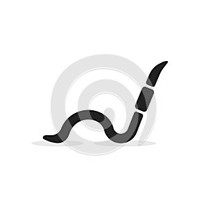 black crawling earthworm simple icon