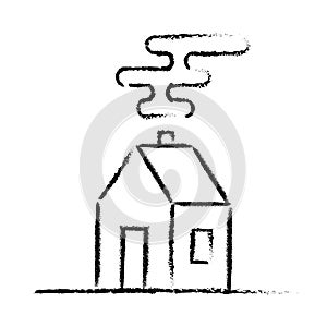 Black crayon house sketch
