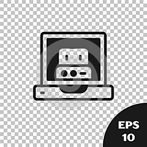 Black Creating robot icon isolated on transparent background. Artificial intelligence, machine learning, cloud computing