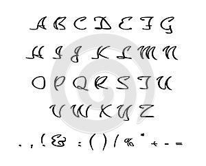 Black creative cursive alphabet set