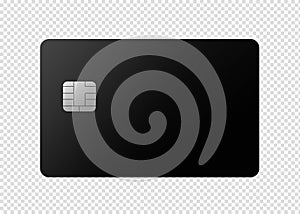 Black credit card on a white background