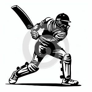 Black Cricket Player Batting: 2d Game Art Style