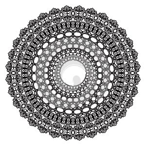 Black crochet doily.
