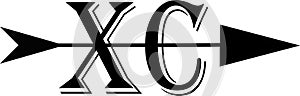 Black cross country running logo XC with black arrow