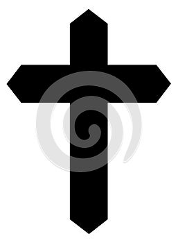 Black cross. Simple silhouette. Cemetery religion symbol