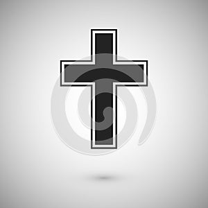 Black cross with stroke. Symbol and sign of christianity. Cross icon design. Vector illustration