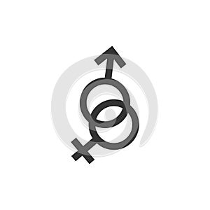 Black crossed female and male gender sign. Couple, love, affair, relationship symbol