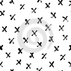 Black crosses vector seamless pattern.