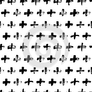 Black crosses vector seamless pattern.