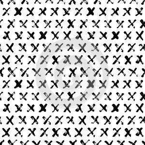 Black crosses vector seamless pattern.