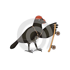 Černý vrána čepice v návrh malby styl na bílém vektor sklad ilustrace tisk desi 
