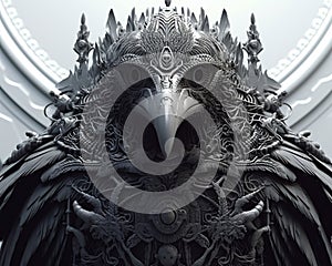 black crow 3d rendering. ai genarated.
