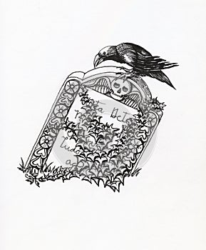 Black Crow on a Tombstone