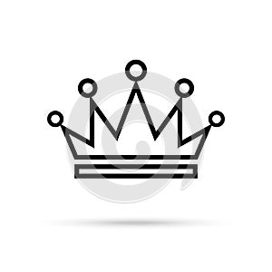 Black Crown icon isolated on whine background. Vector design element.