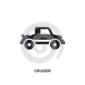 black cruiser isolated vector icon. simple element illustration from transportation concept vector icons. cruiser editable logo