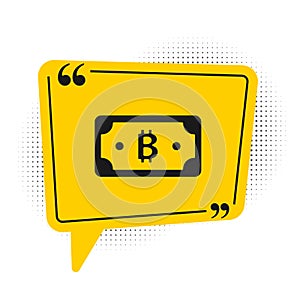 Black Cryptocurrency bitcoin icon isolated on white background. Blockchain technology, digital money market. Yellow