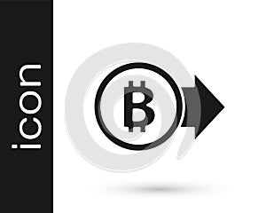 Black Cryptocurrency coin Bitcoin icon isolated on white background. Physical bit coin. Blockchain based secure crypto