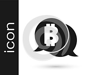 Black Cryptocurrency coin Bitcoin icon isolated on white background. Physical bit coin. Blockchain based secure crypto