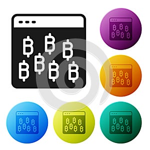Black Cryptocurrency coin Bitcoin icon isolated on white background. Physical bit coin. Blockchain based secure crypto