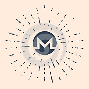 Black Cryptocurrency coin Monero XMR icon isolated on beige background. Physical bit coin. Digital currency. Altcoin