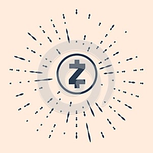 Black Cryptocurrency coin Zcash ZEC icon isolated on beige background. Physical bit coin. Digital currency. Altcoin photo